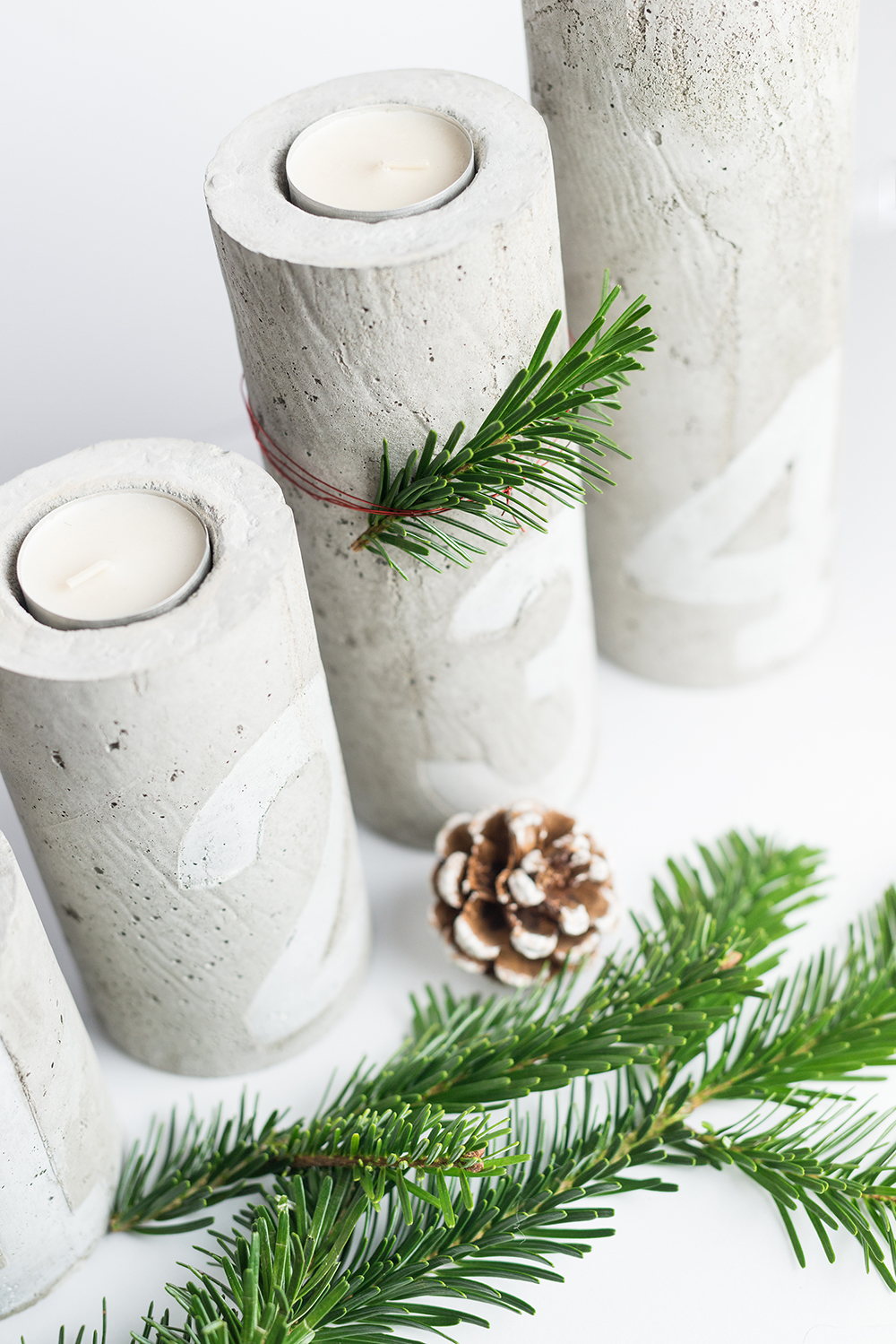 andysparkles-Beton DIY-moderner Weihnachtskrank-Kerzenständer aus Beton