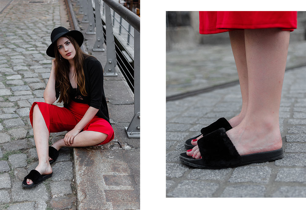 Rote Hose mit schwarzem Lace Body-Outfit mit Body-Body kombinieren-tempelhofes Hafen Berlin-Modeblogger Berlin-andysparkles