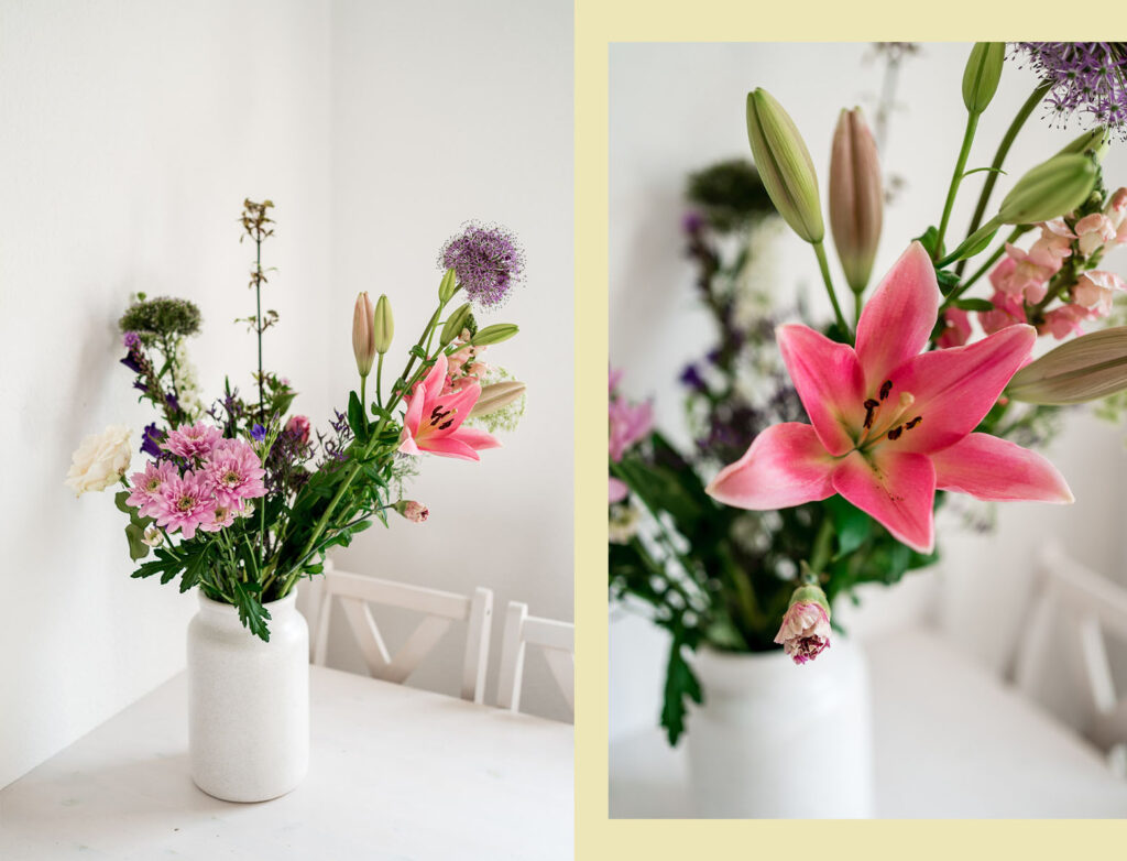 Gemütliche Deko Ideen mit Kerzen und Blumen