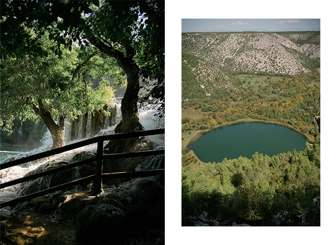 Wasserfälle im Nationalpark Krka und Blick auf See Torak