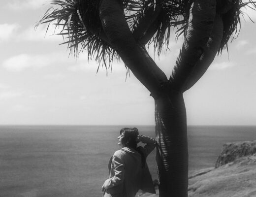 Künstlerische Schwarzweißaufnahme von Andrea von andysparkles unter einem Drachenbaum – ist Madeira eine gute Soloreise? Eindruck aus dem Frühling
