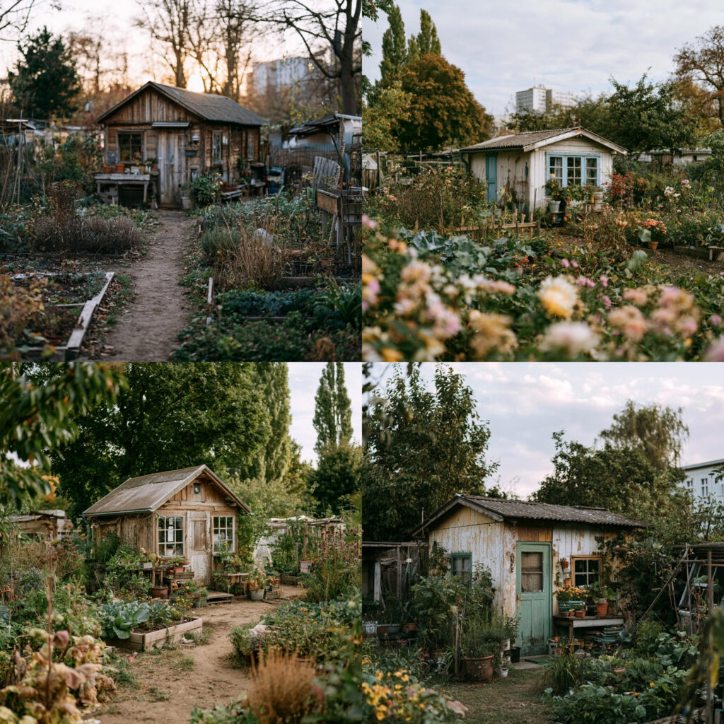Kleingarten in Berlin mit Lauben, Beeten und Gartenwegen – Andrea von andysparkles